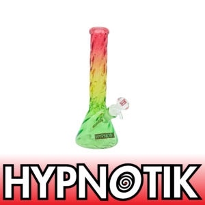 10 INCH HYPNOTIK TWISTED RASTA RAINBOW GLASS BEAKER BONG - HB016-RASTA