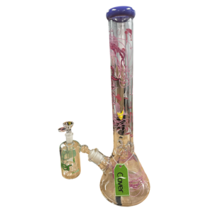 18 INCH 7MM CLOVER “JELLYFISH COLLECTION” BEAKER BONG WITH MATCHING PERC ASH CATCHER. BDL-WPA94